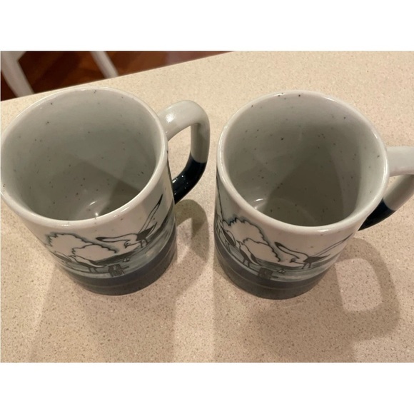 Vintage Ceramic Coffee Mug Embossed Seagulls Nautical Beach Themed Cup Set Of 2 - Picture 2 of 11